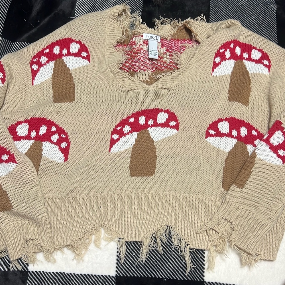 Rue 21 Brown mushroom Hem Cropped Sweater